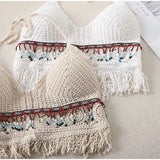 Bohemian Style Top Chest Cushion Neck Hanging Design's Tank Tops Bare Back Sexy  Beach Little Suspender Women's T-shirt