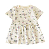 Sanlutoz Kids Girls Cotton Dress Short Sleeve Summer Style