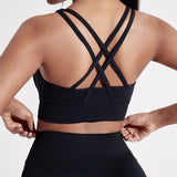 Women's Fitness Sport bra top cross back With chest pad