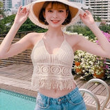 Sexy Boho Beach Holiday Camisole Halter Women Crochet Knit