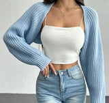 Women's Ribbed Knit Cardigan Sweater Coat Shoulder Wrap