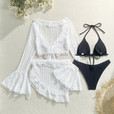 Sexy Lace Mesh Four-Piece Customizable Bikini Swimsuit Set