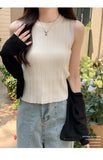 AOSSVIAO 2026 Korea Knitted Vests Women Top O-neck Solid Tank Blusas