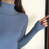 Women’s Ribbed Turtleneck Sweater Long Sleeve Warm Knit