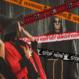 Orange Halloween Caution Tape  Black Skull Haunted House Warning Decor