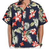 Men's Short-Sleeve Hawaiian Botanical Flower Print Shirt