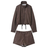 Women's Polka Dot Turtleneck Zipper Jacket with Pockets