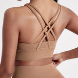 Women's Fitness Sport bra top cross back With chest pad