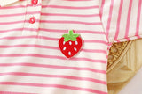 Girls Striped Polo Dress Short Sleeve A-Line School Dress