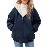 Women's Casual Full Zip Up Fleece Winter Jacket Hoodie Reversible Long Sleeve Casual Sweatshirt Coat With Pockets  Lined Hoodie