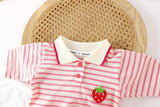 Girls Striped Polo Dress Short Sleeve A-Line School Dress