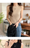 AOSSVIAO 2026 Korea Knitted Vests Women Top O-neck Solid Tank Blusas