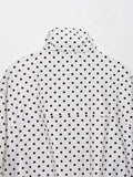 Women's Polka Dot Turtleneck Zipper Jacket with Pockets