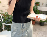 AOSSVIAO 2026 Korea Knitted Vests Women Top O-neck Solid Tank Blusas