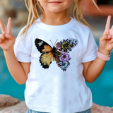 New 3D Butterfly Print Kids Girls T Shirt Summer Kids Clothe