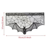 Black Bat Lace Halloween Tablecloth & Fireplace Mantel Scarf Cover
