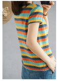 Fashionable Knitted Loose Thin Short-Sleeve Women's Top