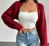 Women's Ribbed Knit Cardigan Sweater Coat Shoulder Wrap