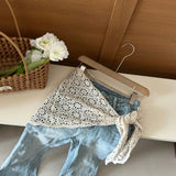 Knitted Triangle Scarf Fake Collar Crochet Flower Cape Cloak