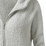 Autumn And Winter Women's Fashion Solid Colour Sweatshirt Loose Softy Hooded Plush Zip Up Jacket