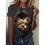 Cat Print T-Shirt Fashion Female Tees Tops Summer Clothing