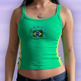 Y2K Five-Star Brazil Graphic Baby Tee Women's Crop Tops Y2K