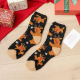 Christmas coral fleece warm and thick winter socks snowman floor socks