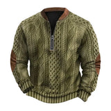 Men’s Rhombus Texture Half-Zip Sweatshirt – Fall Winter Pullover