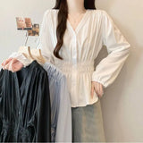 Women's Plus Size V-Neck Office Blouse French Chic Top