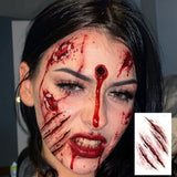 Halloween Scary Fake Scar Temporary Tattoo - Bloody Scratches Sticker