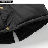 Men's Windproof Fleece Warm Detachable Hooded Parka Winter Jacket Solid Zipper Coat 6XL