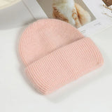 Women's Rabbit Fur Winter Hat Warm Beanie Solid Color Cap