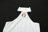 Metal Buckle Decoration Tank Tops Women's Off-Shoulder Outfit