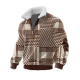 Men's Long Sleeve Half Zipper Pullover Top Autumn Stand-Up Collar Men's Half Placket Casual Zipper Long Sleeve Sweater