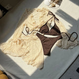 Sexy Lace Mesh Four-Piece Customizable Bikini Swimsuit Set