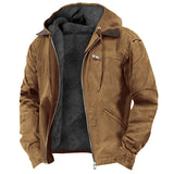 Men's Western Military Zip-Up Long Sleeve Winter Warm Hooded Jacket