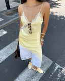 Women's Cottagecore Satin Lace Trim Irregular Hem Cami Top