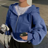 Women's Y2K Zip Up Hoodie Casual Long Sleeve Sweatshirt