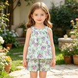 Toddler Girls Floral Sleeveless Tank Kids Summer Outfit