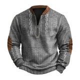 Men’s Rhombus Texture Half-Zip Sweatshirt – Fall Winter Pullover