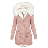 Slim Fur Hood Puffer Long-Sleeve Down Winter Jacket, Coat for Women