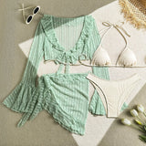 Sexy Lace Mesh Four-Piece Customizable Bikini Swimsuit Set