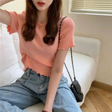 Summer Trendy Short Sleeve T-Shirt Women Slim Fit Top