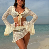 Sexy Lace Mesh Four-Piece Customizable Bikini Swimsuit Set