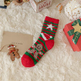 Christmas coral fleece warm and thick winter socks snowman floor socks
