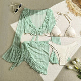 Sexy Lace Mesh Four-Piece Customizable Bikini Swimsuit Set