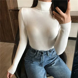 Women’s Ribbed Turtleneck Sweater Long Sleeve Warm Knit