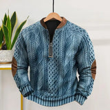 Men’s Rhombus Texture Half-Zip Sweatshirt – Fall Winter Pullover