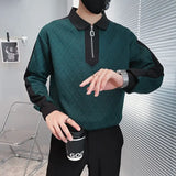 Men’s Half-Zip Polo Sweater – Loose Fit Long Sleeve Casual Top