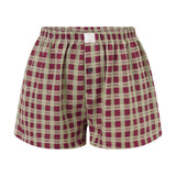 Women’s Y2K Retro Cleanfit Plaid Print Elastic Loungewear Loose Shorts